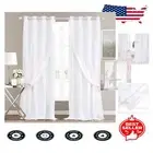 Luxury White Grommet Curtains with Sheer Layer - Thermal Window Treatments 52x54