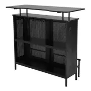 Costway 2-in-1 Kitchen Bar Table 4-Tier Wine Cabinet Black