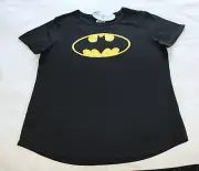 DC Comics Batman Logo Ladies Black Printed Short Sleeve T Shirt Size 16 New