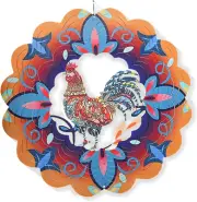 Metal Rooster Wind Spinners Hanging Chicken Wind Spinner for Yard and Garden Out
