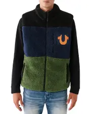 True Religion Colorblocked Sherpa Vest