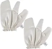 Garshana Gloves Raw Silk - 2Pcs Raw Silk Gloves for Ayurvedic Massage, Natural Reusable Body Scrub Mitts for Exfoliatings, Dead Cell Removal, Bathing, Scrubbing, Massage, Blood Flows Stimulation