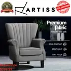 Artiss Grey Fabric Armchair Lounge Sofa Accent Retro Modern Single Chair