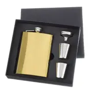 8oz Stainless Steel Hip Flask Set with Cup Funnel for Camping Hiking, Gold