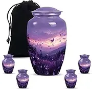 YATHABHISA Purple Meadow Urn for Ashes, Large Decorative Urn, Memorial Urn for Human Ashes, Unique Urn, Funeral Urn for Adult Ashes Men, Urn for Ashes for Women, Small Urn for Human Ashes Keepsake