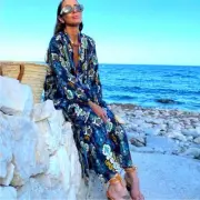 ZARA Blogger Fav Kimono Hanoi Beaded Print NEW Medium NWT
