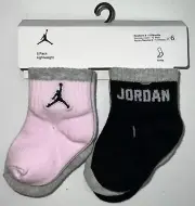 6 Pair NIKE Air Jordan Baby Socks Girls 6-12 Months Pink Black Gray Jumpman NWT