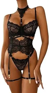 [Generic] Sexy Lace Up Garter Belt Lingerie Set