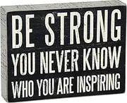 Primitives by Kathy Pinstripe Trimmed Box Sign, 8 x 6-Inches, Be Strong