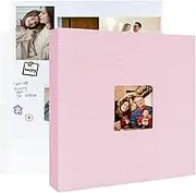 3 Ring Binder 12x12 Inch Large Scrapbook Photo Album, Linen Cover Scrap Book with 30 Plastic Sleeves 60 Pages 12 x 12 Scrapbooks White Pages for Wedding Couples Baby Travel Women Kids (Pink)