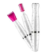 Bikini Trimmer For Women 3 In 1 Electric Ladies Shaver Facial Hair Painless Removal Eyebrow Waterproof Razo White Women's Shavers