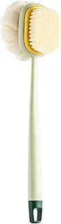 Shower Back Scrubber, 2 in 1 Multifunctional Long Handle Bath Shower Brush with Loofah, Hangable Soft Wet or Dry Shower Brush for Body Cleansing (Green Brush+Loofah)