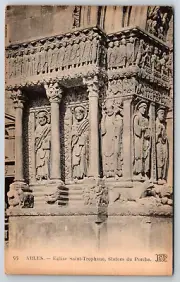 c1910s Arles Saint-Trophime Church Statues France Cathedral Antique Postcard