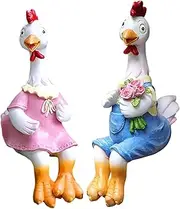 Chicken Garden Figurines | Resin Chicken Lovers Model Statue,Realistic Tabletop Couple Chicken Ornament, Decorative Lovers Model Craft Figurine for Holiday Wedding