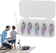 Bass Lures Freshwater - 5X Metal Fishing Bait - Metal Design, Portable Gear Set with Hooks, Storage Box for Bass, Trout, Catfish, Saltwater, Outdoor, Hiking, Adventures