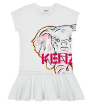 [Kenzo Kids] Kenzo Kids Logo printed cotton T-shirt dress Y 12 blue