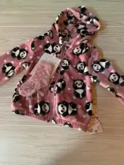 Free Haven Panda Bear Plush Zip Up Hoodie & Socks Set Kids Size 5
