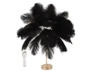 Feather Table Lamp 3 Color Dimmable Touch Switch USB Plug in Romantic Modern Decorative Bedside Light for Bedroom Black