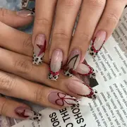 Leopard Print Hand-Painted Glamour Nails