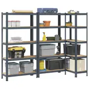 vidaXL 5-Layer Storage Shelves 3 pcs Anthracite Steel&Engineered Wood