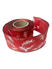 2-1/2" PINE SPRIGS RED Satin Wired Christmas Glitter Dots Ribbon Design 10 Yds