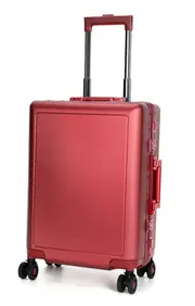 Swiss Aluminium Luggage Suitcase Lightweight with TSA locker 8 wheels 360 degree rolling Carry On HardCase SN7613A Red