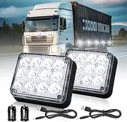 Raryloy Rechargeable LED Flashing Daytime Running Beacon Lights for Vehicles - Magnetic, Wireless, Portable Strobe Light for Trucks (White 2PC)