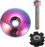 sourcing map 1 1/4" OD Bicycle Headset Stem Top Cap Aluminum Alloy Star Nut Cycling Headset Cover Stem with M6 Bolt for Mountain Bike Road Bike MTB, Colorful