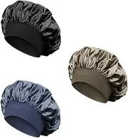 Silk Bonnet - Satin Bonnet Sleep Cap Silk Bonnet Sleep Cap Sleep Cap Silk Satin Hair Cap for Girls Ladies3 Pieces ，Protects Hair