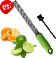 Zester Grater, Stainless Steel, with Cover & Brush, Lemon, Cheese, Ginger