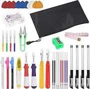 Glarks 134Pcs Seam Ripper Set Include Sewing Thread Remover Tool, Tailors Chalks, Sewing Pins, Scissors Ergonomic Grip Seam Rippers with Storage Bag for Crafting Removing Embroidery Hems Seams