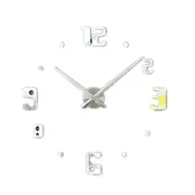 Bedroom Home Decor Frameless Large Number 3D Mirror DIY Wall Sticker Mute Clock, Size: 100*100cm(Silver)