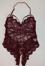 Shein Scallop Trim Crotchless Lace Teddy Bodysuit - Medium