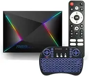 CHROX Android TV Box 14.0, R69 Plus TV Box 4K/8K 4GB RAM 64GB ROM, Android Box WiFi 6 with S905X4 CPU 3D 2.4G/5G WiFi BT 5.0 USB 3.0 with Mini Wireless Keyboard,4gb+32gb