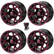 LSI Ninja 12" Golf Cart Wheels/Rims Black/Red E-Z-GO & Club Car