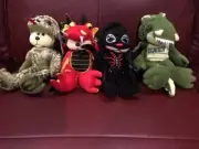 beanie kids Skansen Zhimor the swamp monster, Draco Dragon, Spidy, Salty, Croc