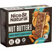 Nice & Natural Nut Butter Bars Peanut Butter & Salted Caramel Snacks 5 pack