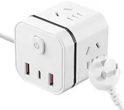 Power Strip with USB C, Power Board with 4 Outlets and 3 USB Ports, 1.8M Power Cord Desktop Charging Station, Outlet Extender, Overload Protection, Compact Portable for Travel Home Office Cruise Ship