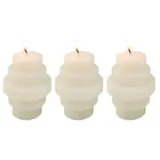 3x Urban Stacked 6cm Vanilla Scented Candle Home Fragrance Tabletop Decor Cream