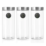 3x Lemon & Lime Alto 2.2L Glass Jar 27cm Stainless Steel Lid Kitchen Storage CLR