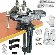 MYTEC Bench Vise or Table Vise, multifunctional jaw, multi-functional Combined Vise with Quick Adjustment, Universal Rotate 360° Work Clamp-On Vise, 3.3" black
