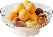 Vegetable Fruit Bowl | Pedestal Bowl for Table Decor | Decorative Pedestal Bowl | Centerpiece Holder Bowl | Pedestal Bowl for Coffee Table Decoration (Pink, White)
