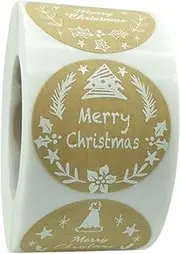 NUOBESTY 1 Christmas Stickers Christmas Sealing Labels Christmas Round Labels Candy Stickers Christmas Cookie Bag Sticker Round Sealing Sticker Xmas Sticker Candy Bag Box Kraft Paper