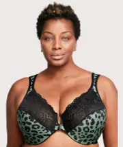 Glamorise WonderWire Front-Closure Bra - Centennial Leopard 18E 1245 Plus Size Bra - Afterpay Available