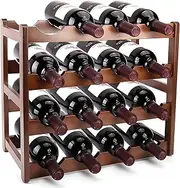 Mofish Stackable Modular Bamboo Wine Rack, Nature Bamboo Wine Display Rack, Small Space Wine Bottles Holder Free Standing Storage Shelves for Kitchen, Pantry, Cellar, Bar (4 Tier)