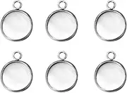 LANBEIDE Stainless Steel Bezel Pendant Trays Round Cabochon Settings Trays Pendant Blanks 12X12mm 50Pcs