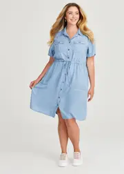 [Virtuelle] Taking Shape Natural Chambray Shirt Dress Size 20 in SKY Blue - Plus Size Women's Clothing Sky Blue