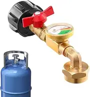 Propane Tank Refill Adapter - Solid Brass 1lb Propane Tank Refill Adapter with Valve and Gauge, Connector for QCC1 / Type1