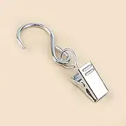 Coideal Curtain Clips Gutter Hooks, 40 Pcs Stainless Steel Patio String Light Hanging Clips Metal S Hooks for Indoor Outdoor (Silver)
