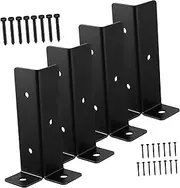 Kisangel 4Pcs Heavy Duty Post Base Brackets Fence Post Anchors for Deck Railing Easy Installation Versatile Half Column Design for Stability Outdoor Environments
